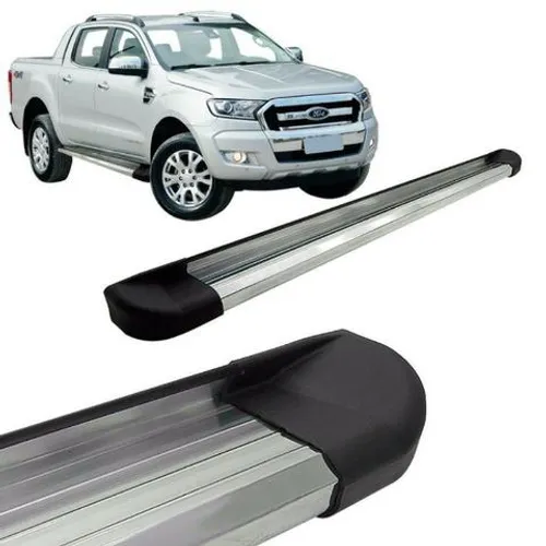 Estribo Lateral Plataforma Alumínio Ford Ranger - Preto e Anodizado