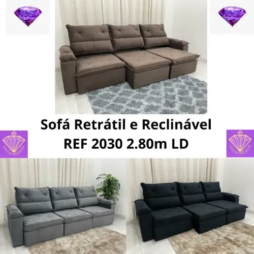 Sofá Retrátil e Reclinável REF 2030 2.80m -Veludão LD