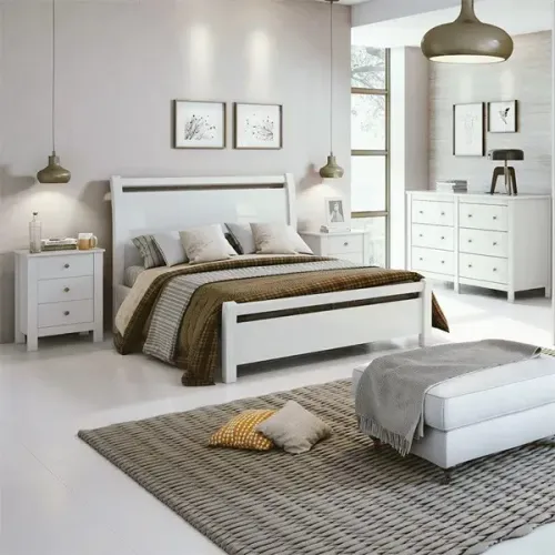 Dormitório Lopas Cama Casal Reali Branco Ref: 3367