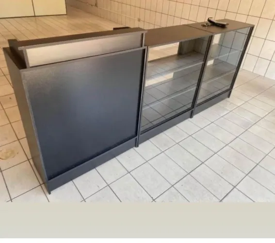 BALCÃO CAIXA + BALCÕES VITRINES MDF 