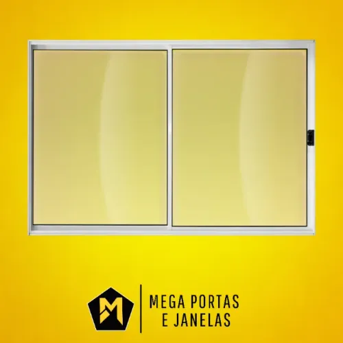 Janela Duas folhas Alumínio Branco - Linha 20 (Completa)