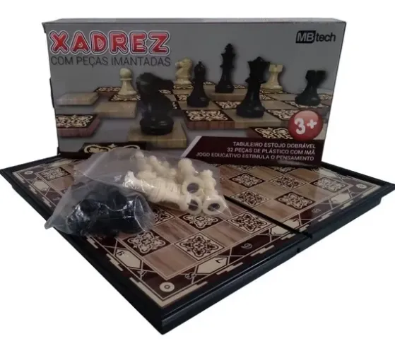 Jogo De Xadrez Magnético Portátil Caixa Dobrável