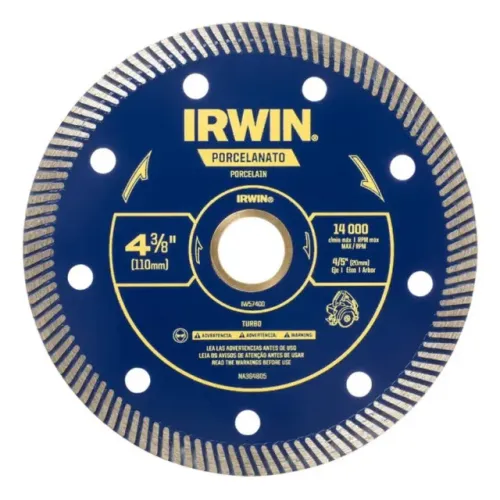 Disco Diamantado Turbo para Porcelanato 4.3/8'' 110mm x 20mm Irwin IW57400