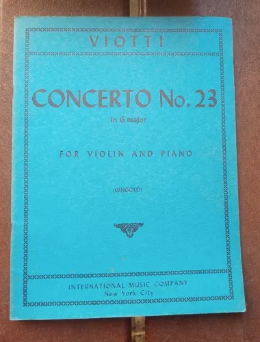 Viotti Giovanni Concerto No. 58,4 cm G Major. Para violino e Piano. da Gingold. Internatio