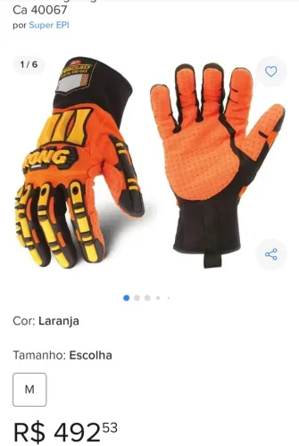 Luvas de Segurança Kong Orange-Tijuca RJ