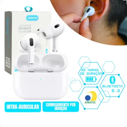 Fone de Ouvido Sem Fio TWS350 Bateria 20hrs Bluetooth Premium | Carregamento Indução 