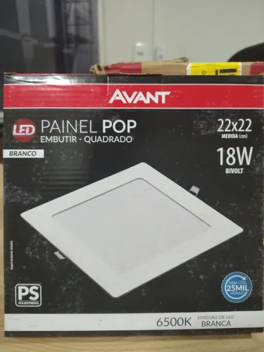 Painel POP Embutir LED BRANCO - Quadrado 22x22-18W / Bivolt