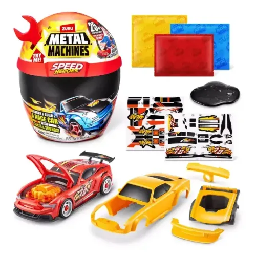Capacete Surpresa Zuru Metal Machines Speed Heroes Vermelho - Monte seu próprio carro