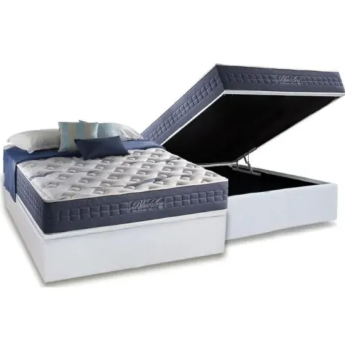 Colchão Casal Blue Sea D28 + Base Box Baú  Ponta Entrega