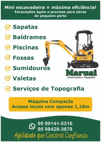 Serviços de escavação com mini escavadeira