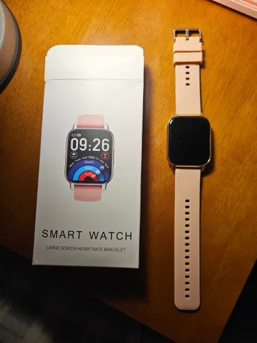 Smartwatch Rosa com Tela Grande e Monitor de Frequência Cardíaca