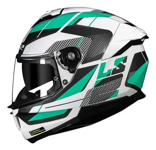 Capacete Ls2 Ff808 Stream 2 Road Branco Verde Brilhante