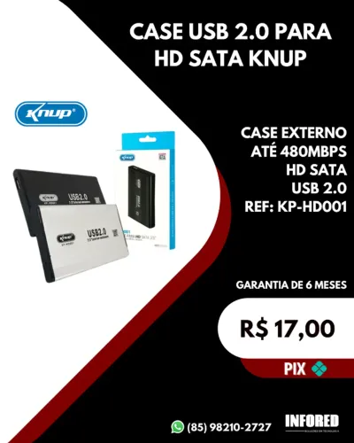 Case USB 2.0 para HD SATA Knup KP-HD001