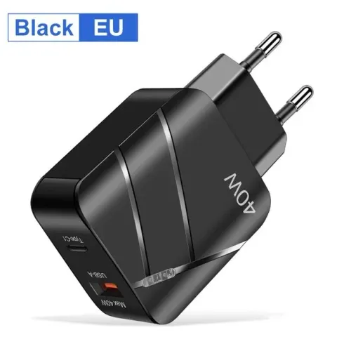 Carregador Rápido para Celular 40W - Black EU