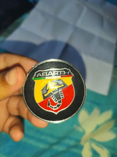 Kit 4 emblema calotinhas Fiat Abarth aço inox - miolo centro de roda