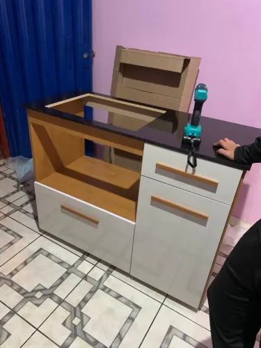 Balcão para cooktop com espaço para gás