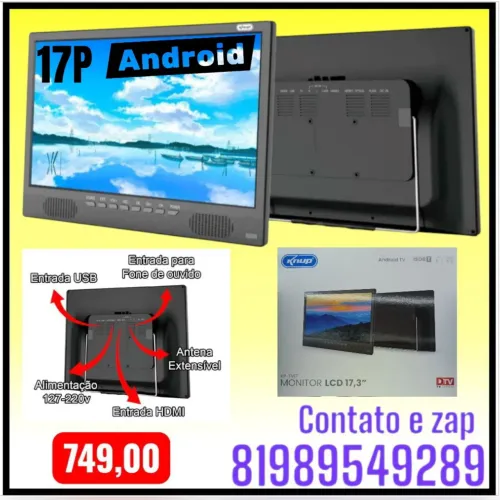Tv Portátil Digital 17 Polegadas Led Hd Usb Hdmi Sd Monitor
