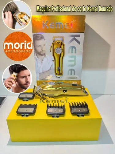 Maquina de corta cabelo Profissional Cabelo Kemei Km-1986 Dourado !! Sem fio