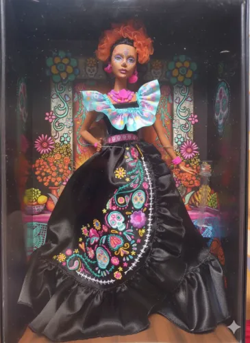 BONECA BARBIE _DIA DE LOS MUERTOS_LACRADA E SEM USO , COM CERTIFICADO.