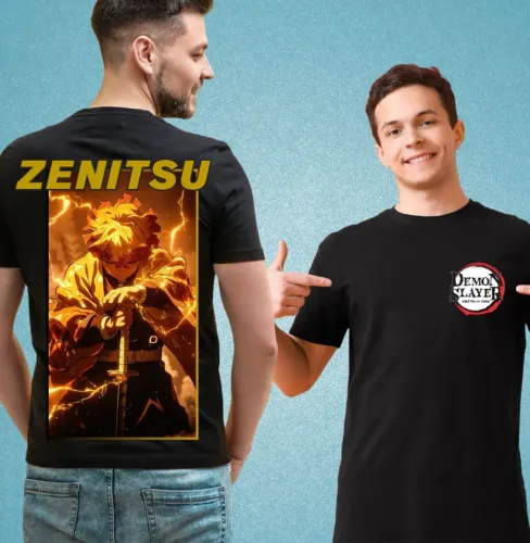 Camiseta demon slayer Zenitzu fio 30 gola ribana 