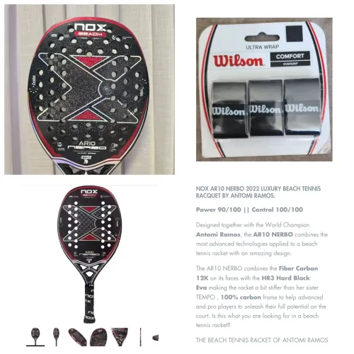 RAQUETE DE BEACH TENNIS AR10 NERBO | NOX.                <br>