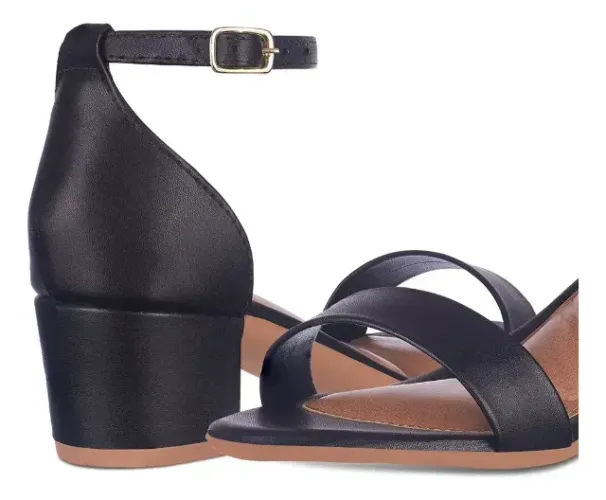 Sandália Feminina Elegante Salto Grosso Com Pulseira