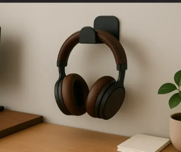 Suporte de parede para fones de ouvido.