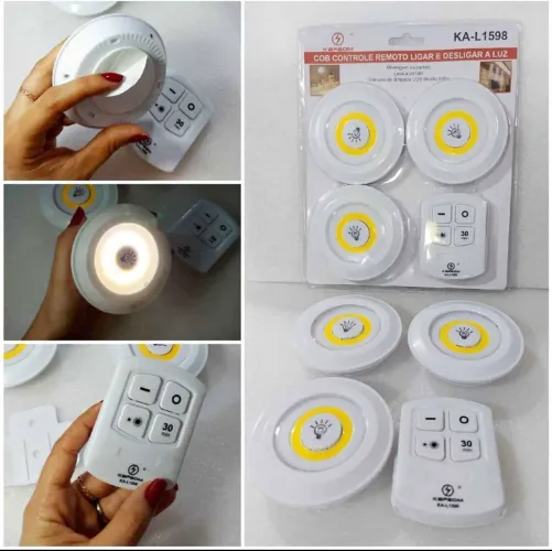 Kit 3 luminárias led c/controle 