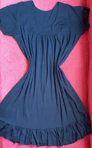 Vestido preto de algodão com renda