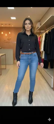 Camisa social preta veste até um 40