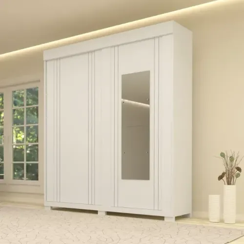 Guarda Roupa Heloisa Branco 2Pts C/ Espelho ACP - Entrega Rápida!