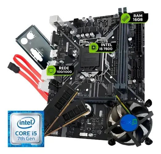 Kit Upgrade Intel Core I5 7°geração Ddr4 16gb Placa Mãe H110 Cor Preto