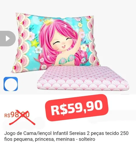Jogo de Cama Infantil Sereias 2 peças