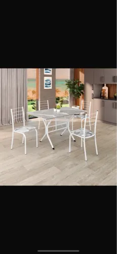 Conjunto Rio Mesa 4 Cadeiras - Branco TM:1.20