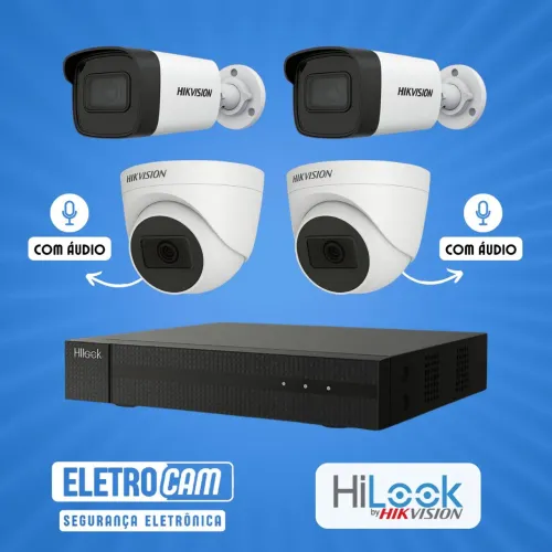 Kit Câmeras de Segurança HiLook com Áudio e DVR