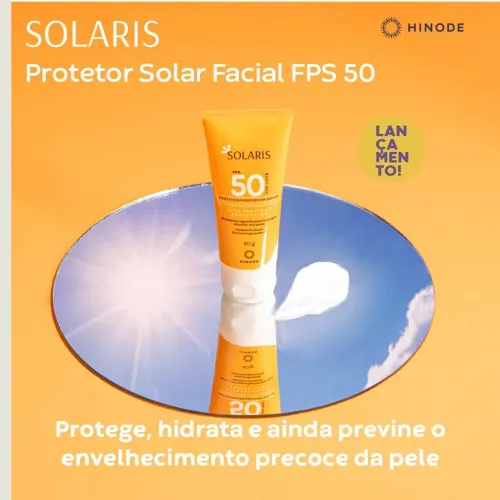SOLARIS PROTETOR SOLAR FACIAL FPS 50 Hinode previne contra o envelhecimento precoce.