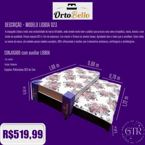 Bibox, bicama, Cama Box Solteiro Confort D23