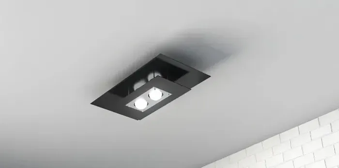 Luminária Plafon 2 Lâmpadas Preto Vidro (Leia) V/T