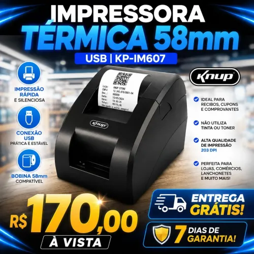 Impressora Térmica Knup KP-IM607 58mm 203DPI USB