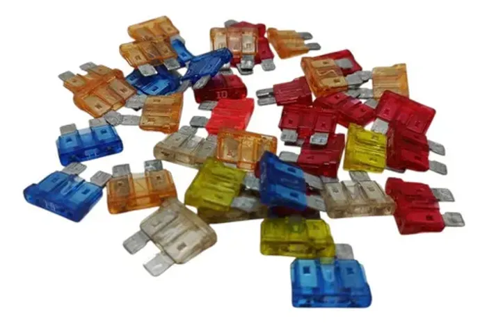 Kit 37 Fusivel Sortido 5a 10a 15a 20a 25a 40a Vermelho Azul Branco Amarelo Rosa