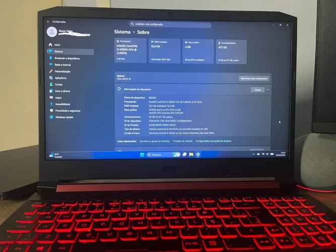 Notebook Acer nitro 5