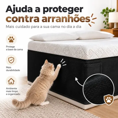 Arranhador Especial Para Gatos e Protetor Saia Cama Box