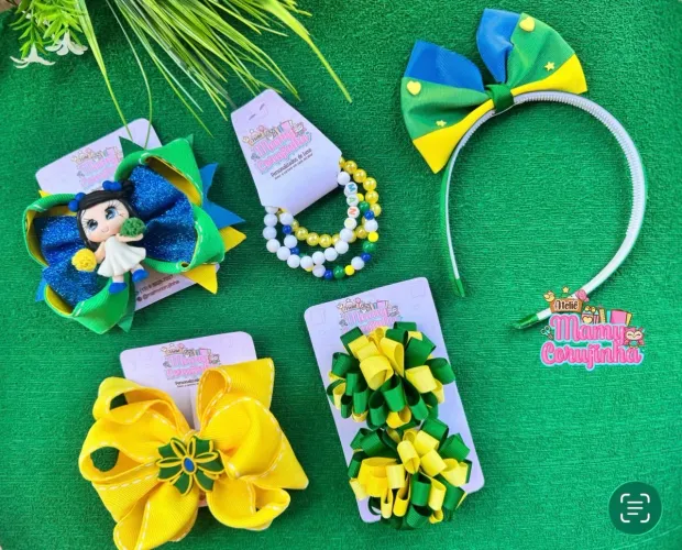 Kit laços da copa 5 peças luxo , laços menina 