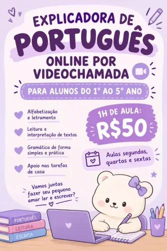 EXPLICADORA ONLINE DE PORTUGUÊS DO 1° AO 5° ANO