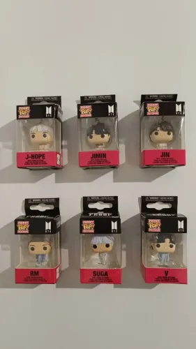 Kit 6 Chaveiros Funko Pop BTS Jimin Taehyung V Suga Yoongi RM Namjoon Jin J-Hope Bangtan