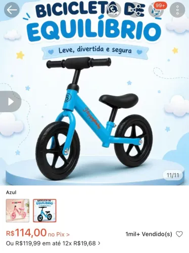 Bicicleta de equilíbrio infantil