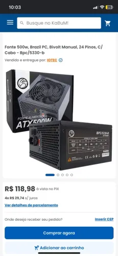 Troco fonte 500wts por ssd