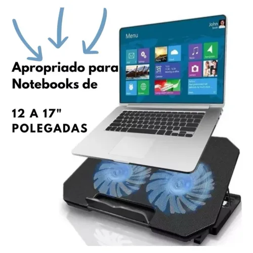 Suporte para Notebook com Base Ajustável, LED e Ventilação Refrigerada