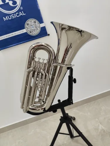 Tuba 3/4 HS Musical HSTB4 Sib Níquelada - NOVA/Troco/Parcelo