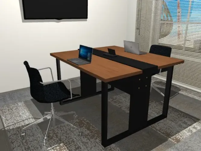 Mesa De Trabalho Trapeze. Para Escritório Com tomada: L120cm x P120cm xA74cm